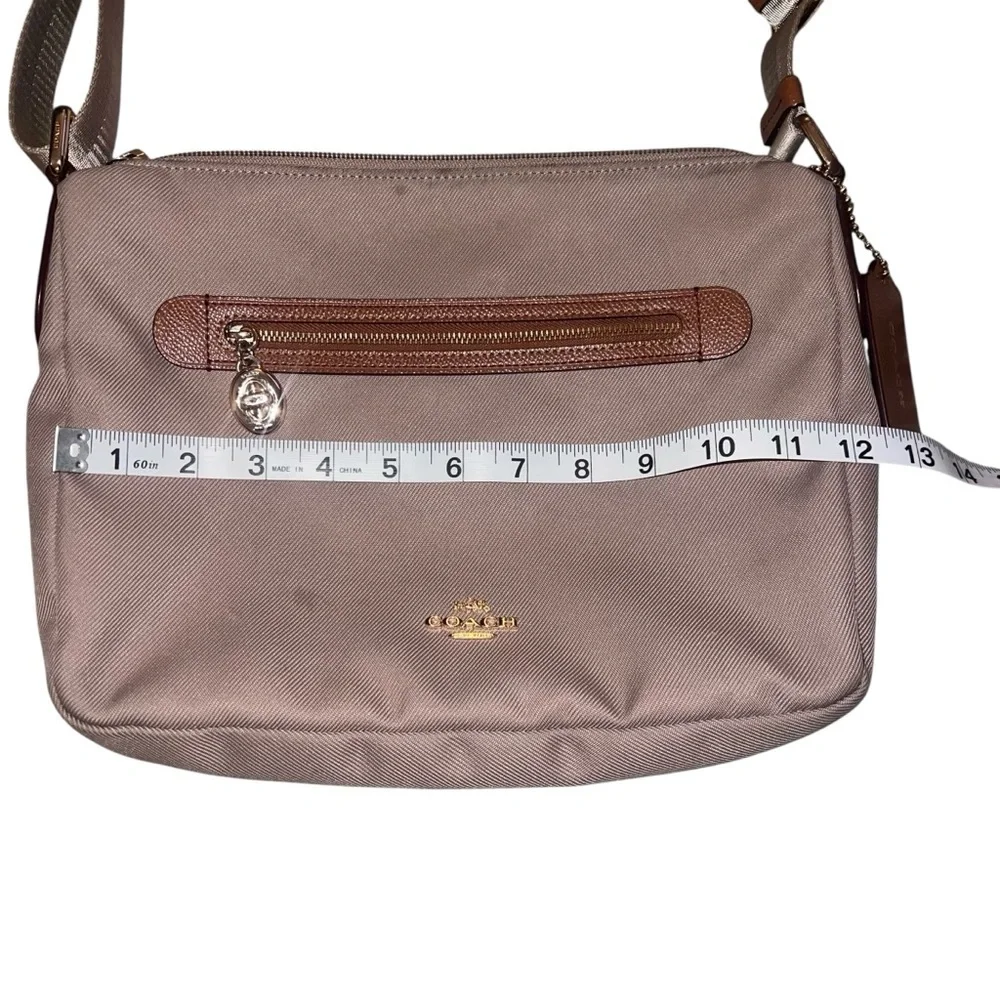 Coach Sawyer Stone Crossbody Bag Taupe Tan Brown Leather Adjustable Strap